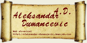 Aleksandar Dumančević vizit kartica